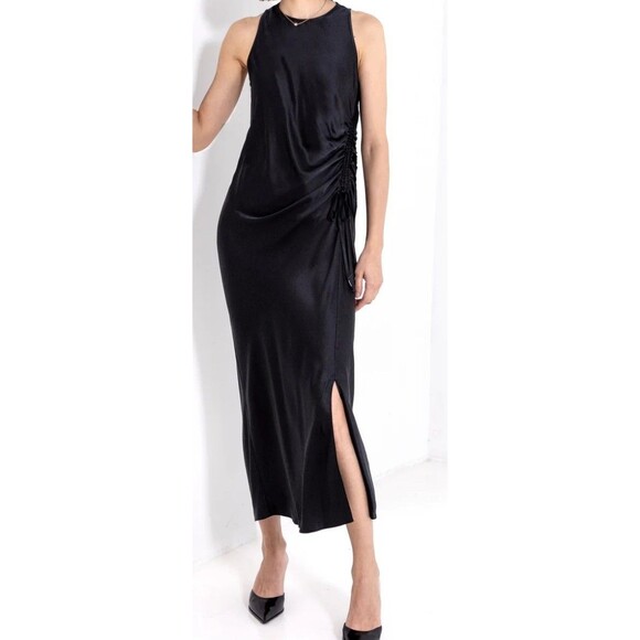 Go by GoSilk “Go Pull Me In” 100% Silk Maxi Dress Cornflower Blue Size Large NWT - Picture 3 of 12